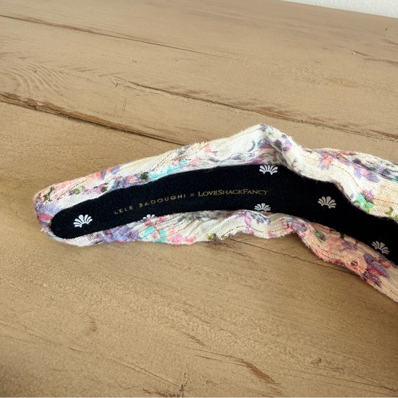 Lele Sadoughi X LoveShackFancy Printed Veronica Bow Headband in Positano Blue main image 6